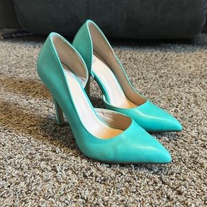 D’Orsay pumps aqua color